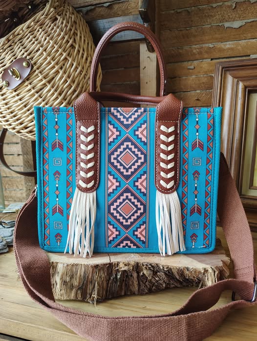 Western Wanderer Embroidered Tote with Pouch