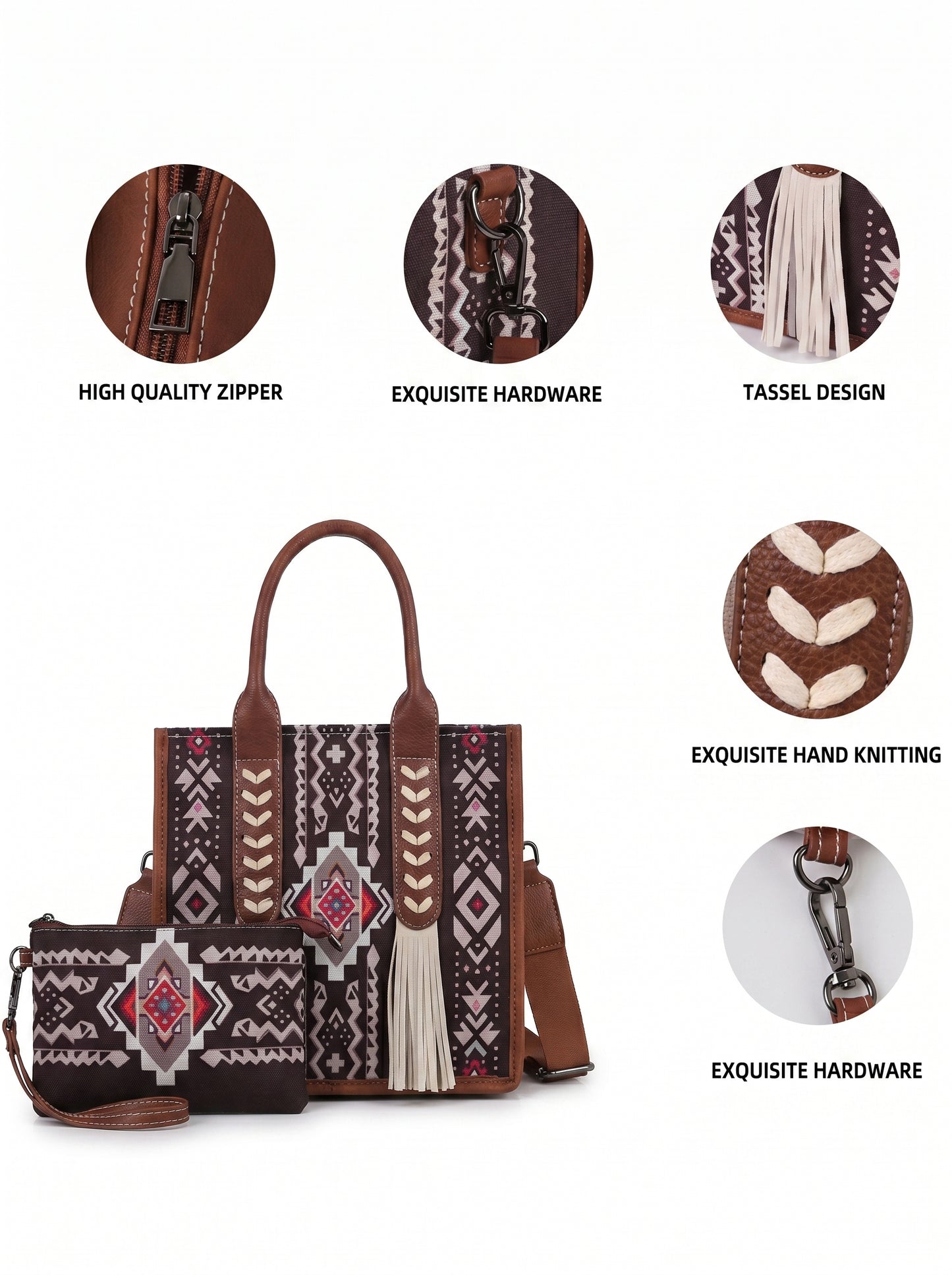 Western Wanderer Embroidered Tote with Pouch