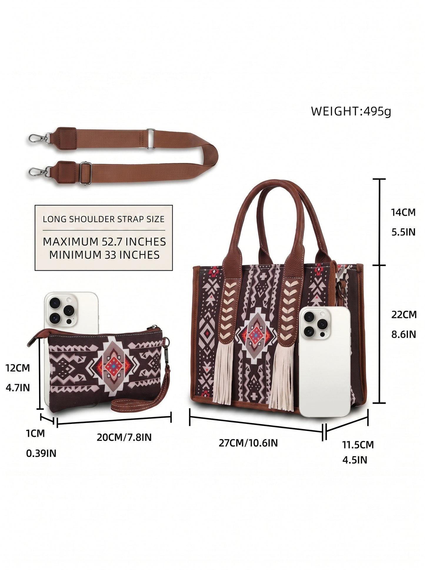 Western Wanderer Embroidered Tote with Pouch