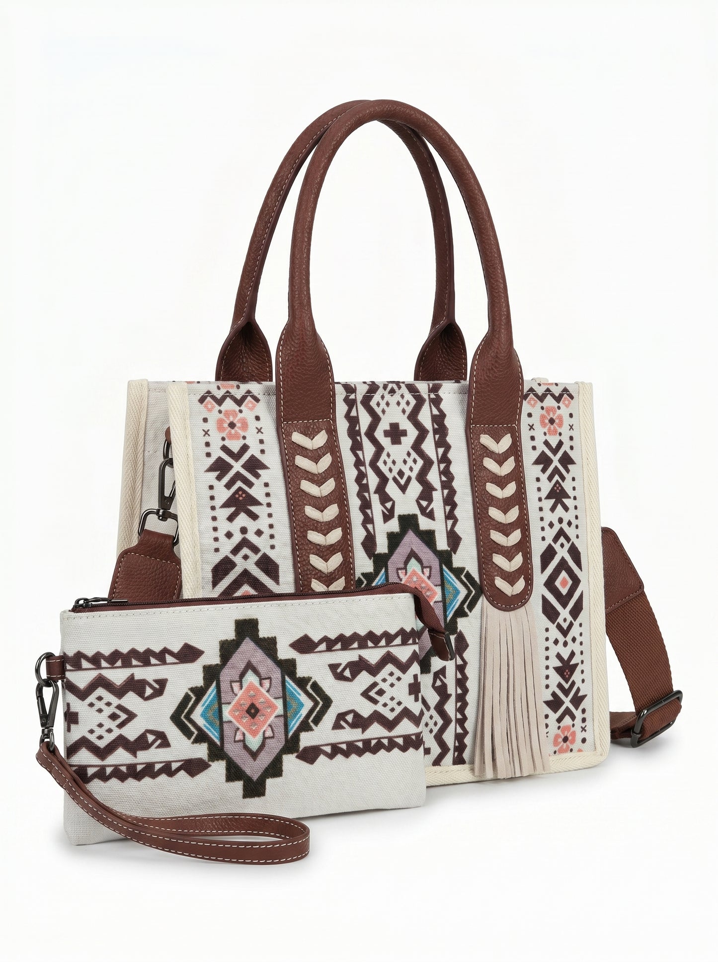 Western Wanderer Embroidered Tote with Pouch